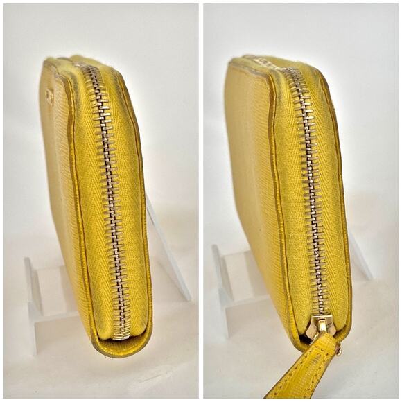 FENDI Vitello Elite Zip Around Leather Calfskin Wallet Yellow - Picture 4 of 10